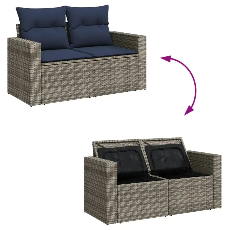 Loungebank in grijs materiaal met gepoedercoat staal en waterdichte tas - Grijs - Tuinsets