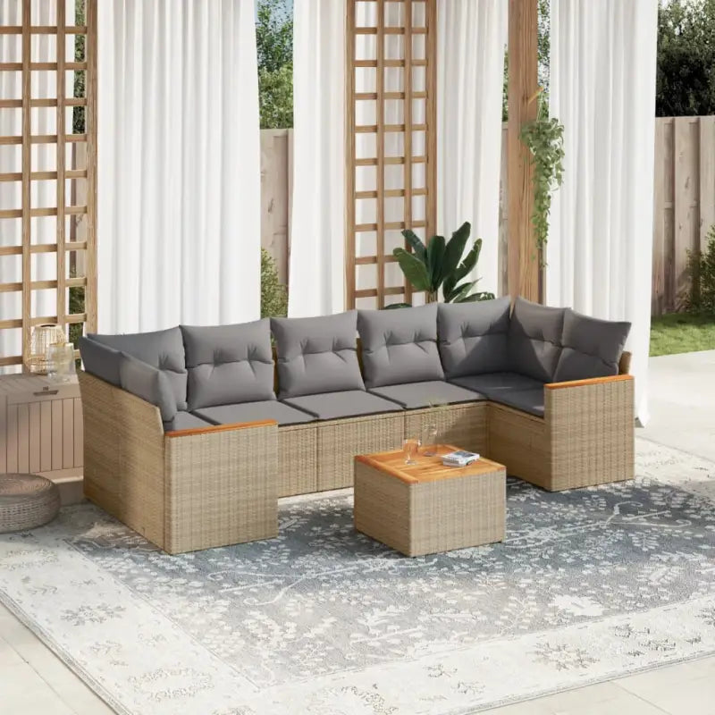 Loungebank in zwart materiaal met gepoedercoat staal afmetingen - Gemengd beige - Tuinsets