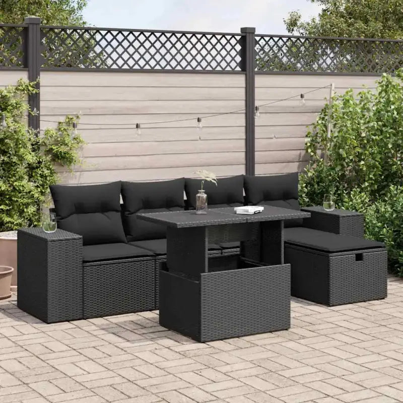 Loungebank in zwart materiaal met gepoedercoat staal afmetingen - Zwart / met opbergruimte - Tuinsets
