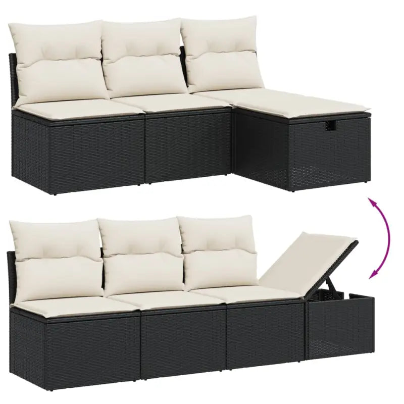 Loungebank in zwart materiaal met gepoedercoat staal Afmetingen - Tuinsets