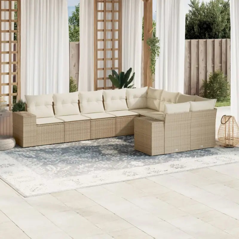 Loungebank in zwart materiaal met gepoedercoat staal afmetingen - beige en crèmekleurig / Zonder tafel - Tuinsets