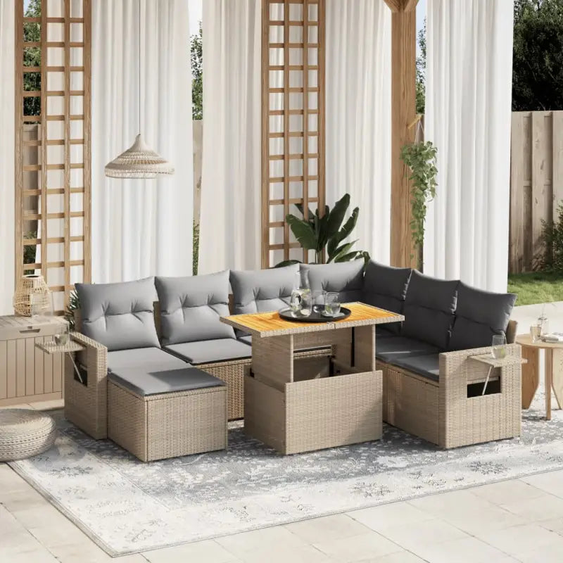 Loungebank in zwart materiaal met gepoedercoat staal Afmetingen - beige en lichtgrijs / 3x hoek + 3x midden