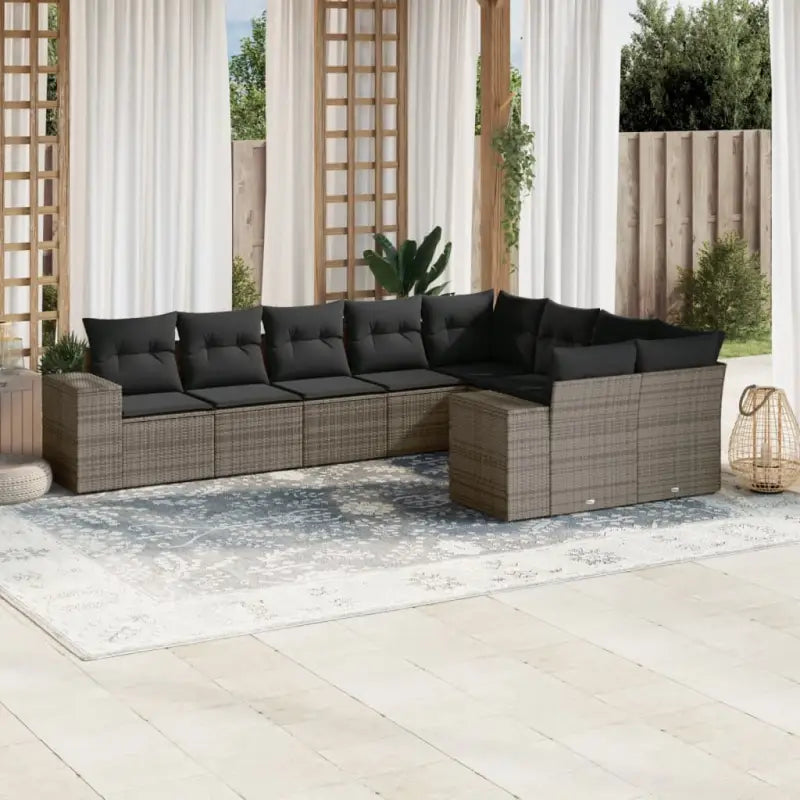 Loungebank in zwart materiaal met gepoedercoat staal afmetingen - grijs en donkergrijs / Zonder tafel - Tuinsets