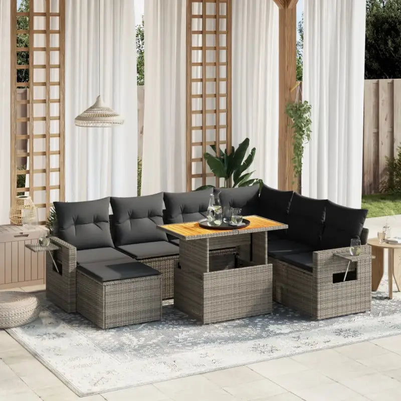 Loungebank in zwart materiaal met gepoedercoat staal Afmetingen - grijs en donkergrijs / 3x hoek + 3x midden