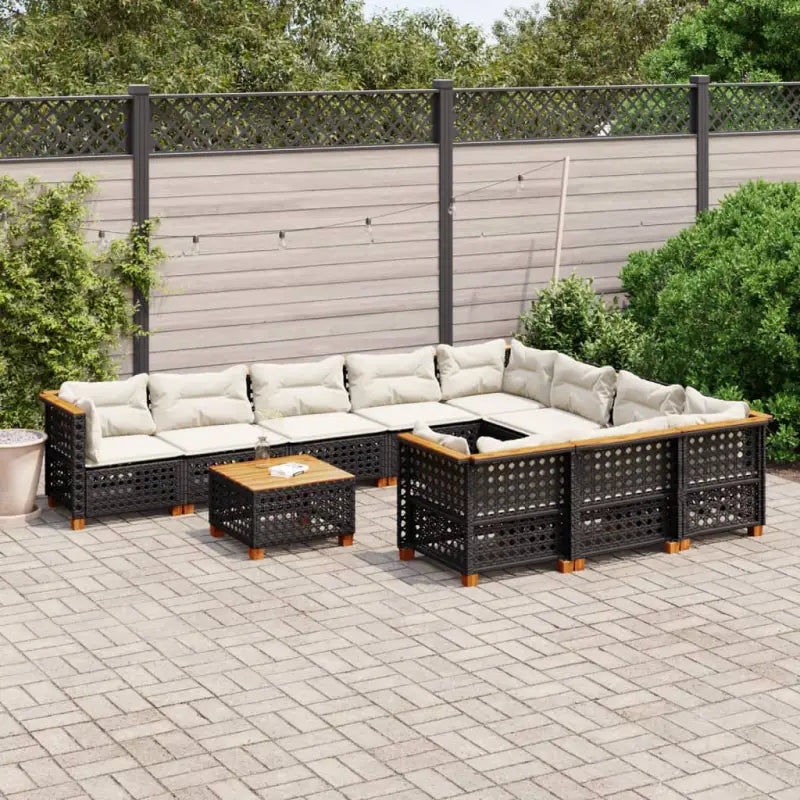 Loungebank in zwart materiaal met natuurlijke olieafwerking en ideale afmetingen - Zwart / Met tafel / gat weven