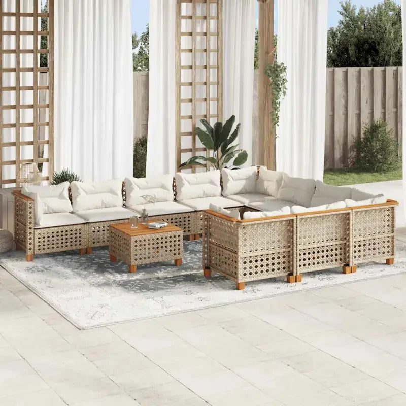 Loungebank in zwart materiaal met natuurlijke olieafwerking en ideale afmetingen - Beige / Met tafel / gat weven