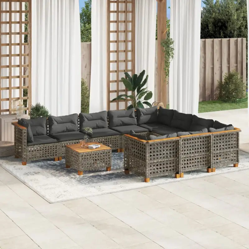 Loungebank in zwart materiaal met natuurlijke olieafwerking en ideale afmetingen - Grijs / Met tafel / gat weven