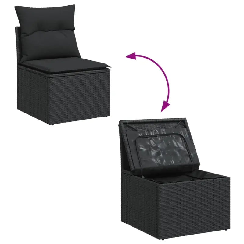 Loungebank in zwart materiaal met waterdichte tas en gepoedercoat staal - Tuinsets