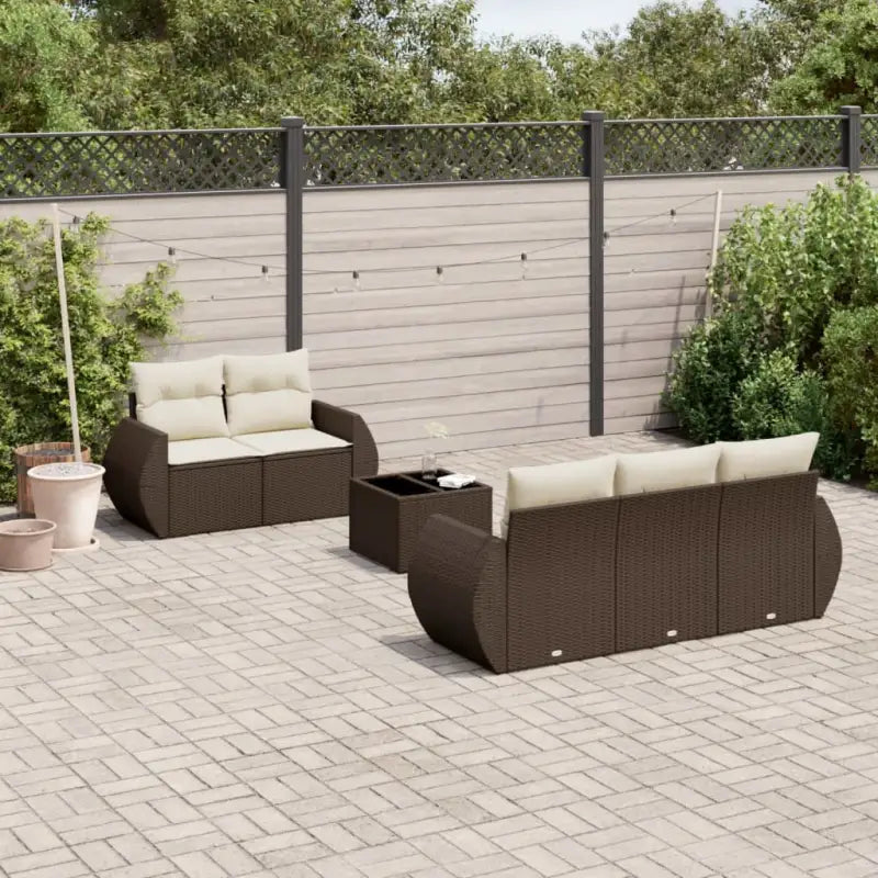 Loungebank in zwart materiaal met waterdichte tas en gepoedercoat staal - Bruin en crème - Tuinsets