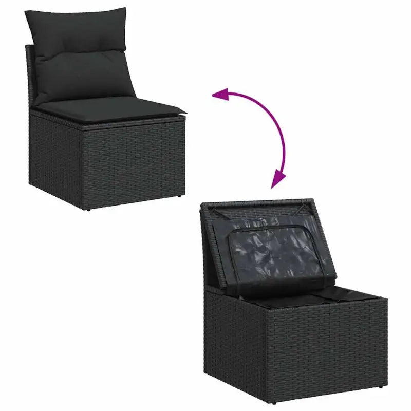 Loungebank in zwart materiaal met waterdichte tas en gepoedercoat staal - Tuinsets