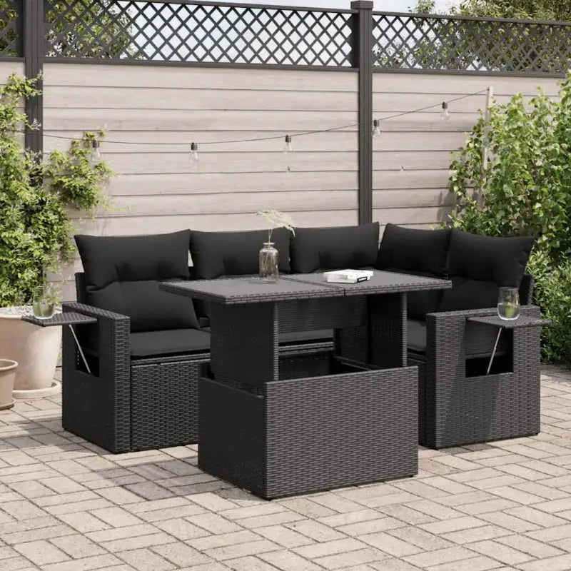 Loungebank in zwart materiaal van gepoedercoat staal met ideale afmetingen - Zwart / met opbergruimte - Tuinsets
