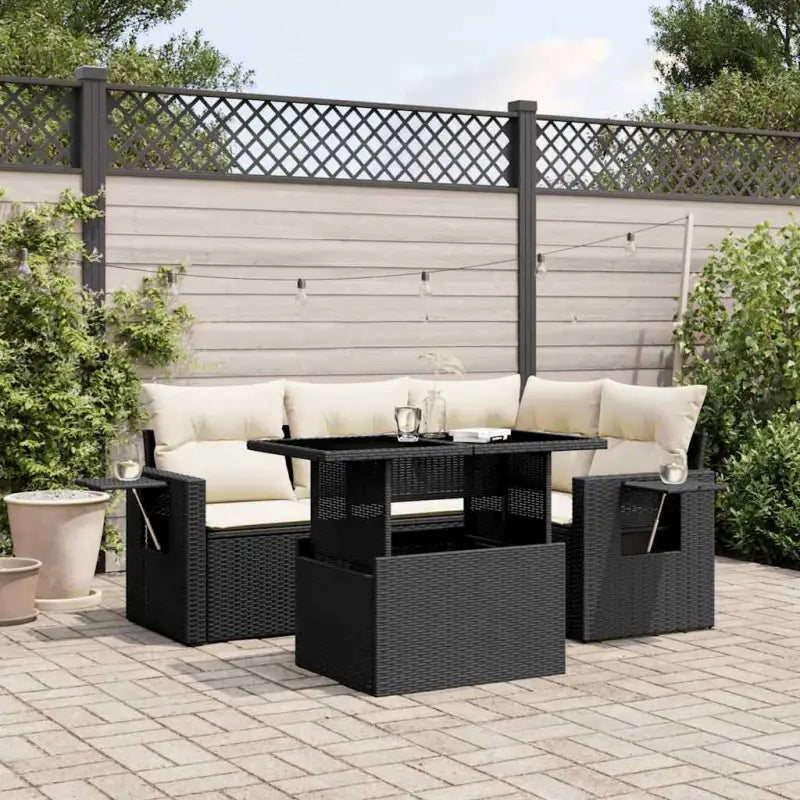Loungebank in zwart materiaal van gepoedercoat staal met ideale afmetingen - Zwart en crème / zonder opbergruimte