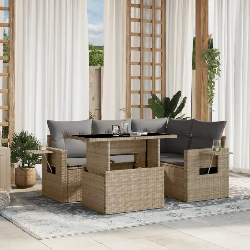 Loungebank in zwart materiaal van gepoedercoat staal met ideale afmetingen - Beige en grijs / zonder opbergruimte