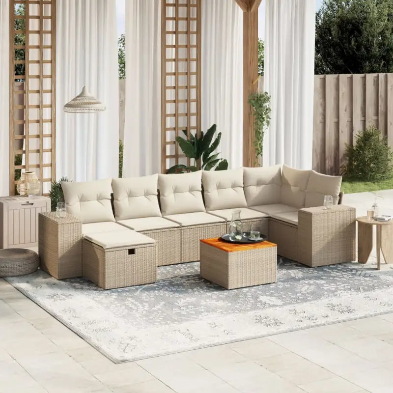 Loungebank met beige materiaal en gepoedercoat staal afmetingen - beige en crèmekleurig / 3x midden + 3x hoek