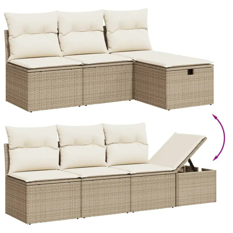 Loungebank met beige materiaal en gepoedercoat staal afmetingen - Tuinsets