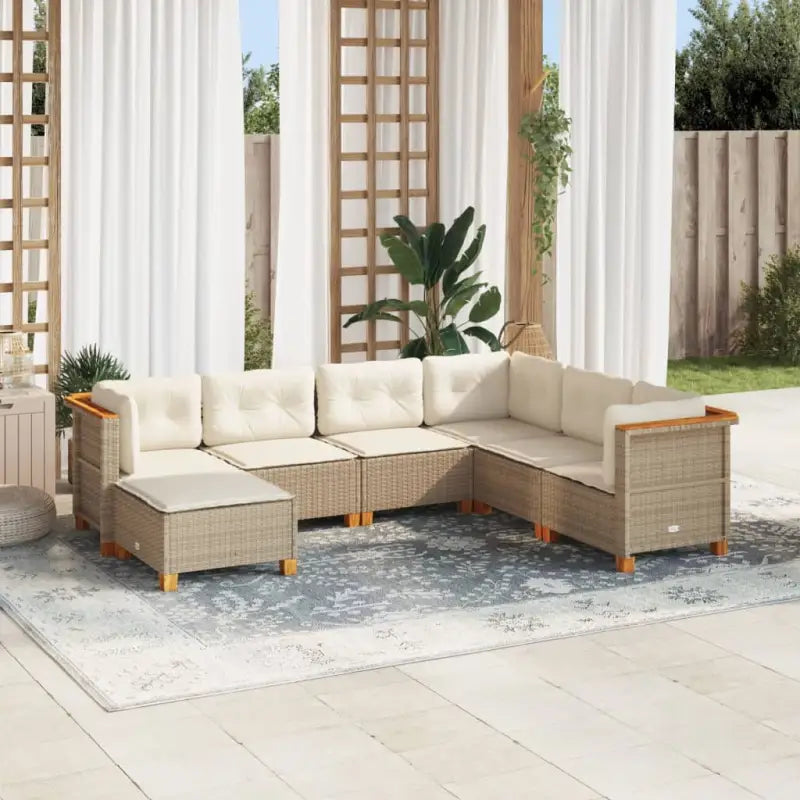 Loungebank met natuurlijke olieafwerking en zwart gepoedercoat staal - Beige / Zonder tafel / Dichtgeweven - Tuinsets