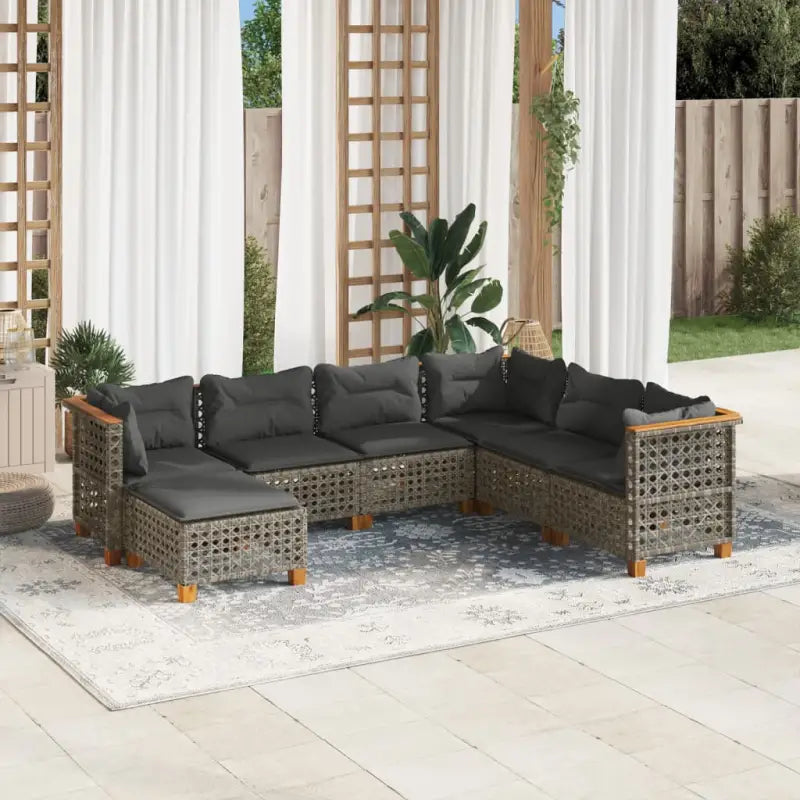 Loungebank met natuurlijke olieafwerking en zwart gepoedercoat staal - Grijs / Zonder tafel / gat weven - Tuinsets