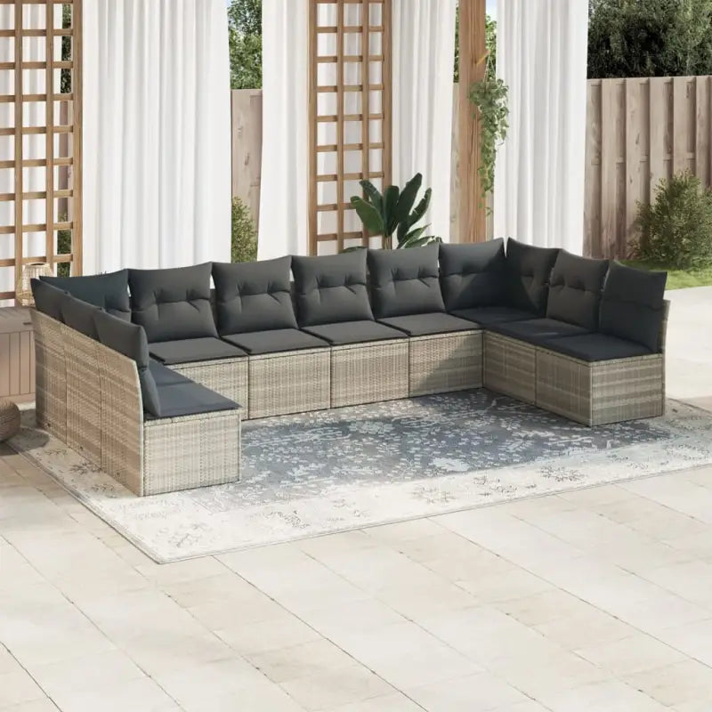 Loungebank met poly rattan en gepoedercoat staal voor de tuin - Lichtgrijs / Zonder tafel - Tuinsets