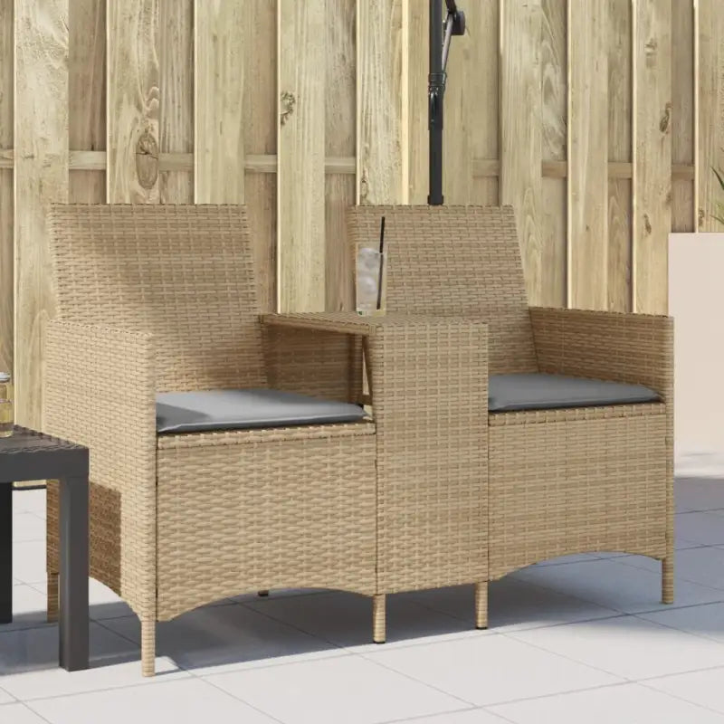 Loungebank met poly rattan en wasbare hoes voor buitenruimte - Beige en grijs / 1 / Zonder voetenbank - Loungebanken
