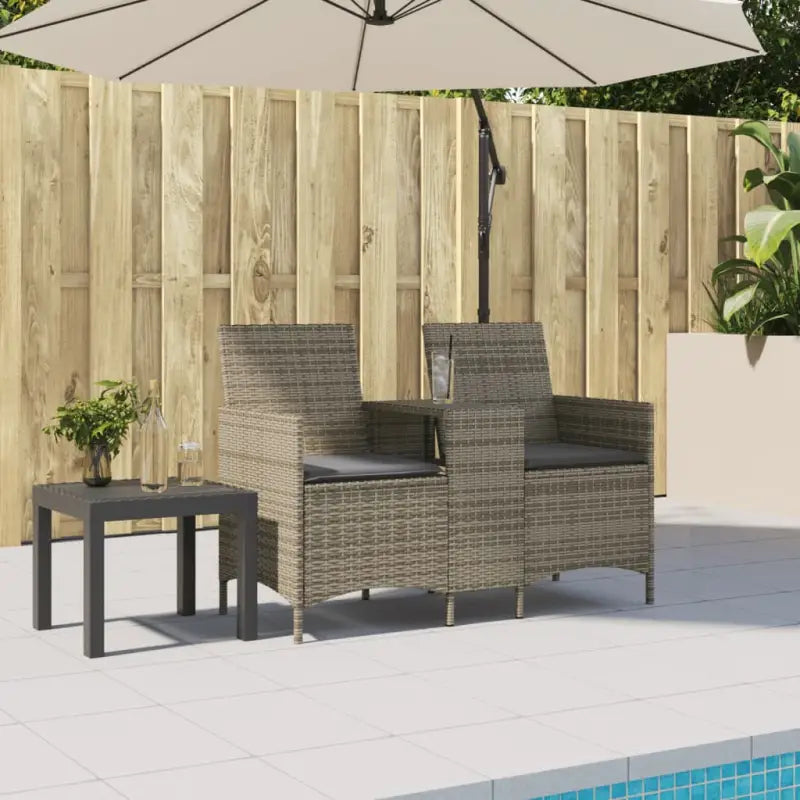Loungebank met poly rattan en wasbare hoes voor buitenruimte - Grijs / 1 / Zonder voetenbank - Loungebanken