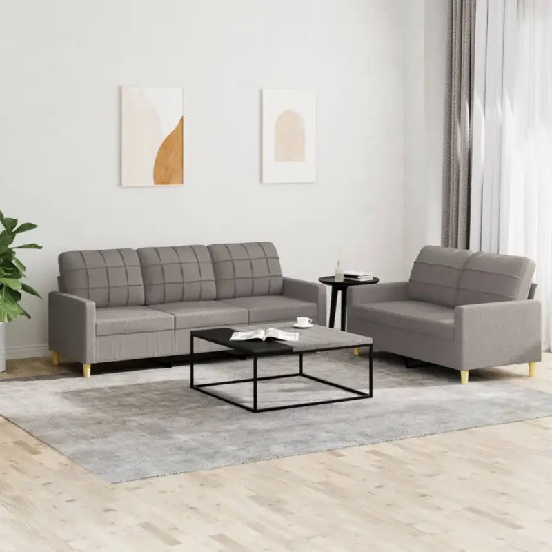 Loungebank met ruime zitbreedte en totale afmetingen voor in huis - Taupe / met kussens - Banken