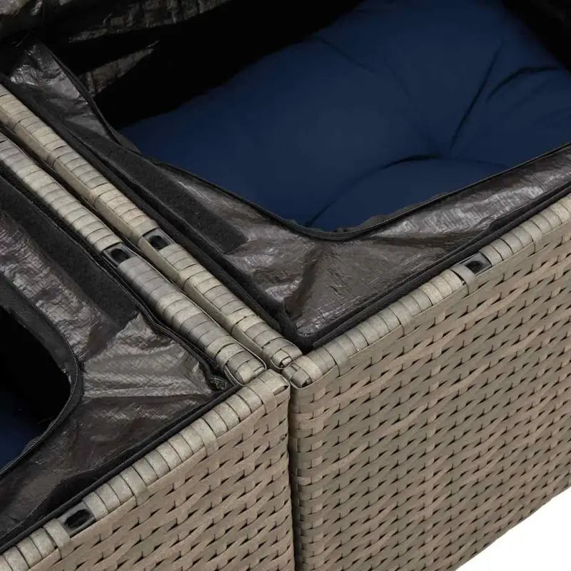 Loungebank met Waterdichte Zak in Grijs Materiaal en Gepoedercoat Staal - Grijs / met opbergruimte - Tuinsets