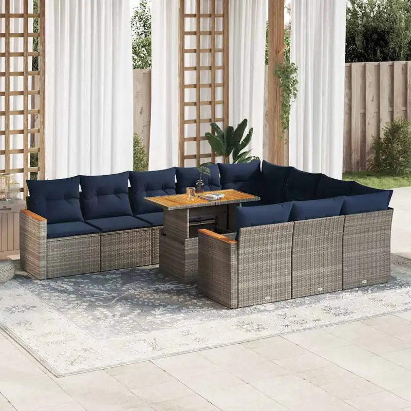 Loungebank met Waterdichte Zak in Grijs Materiaal en Gepoedercoat Staal - Grijs / met opbergruimte - Tuinsets