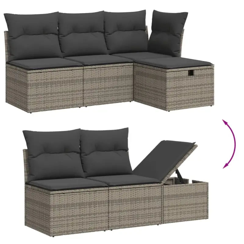 Loungebank set voor tuin met grijs materiaal en gepoedercoat staal - Tuinsets