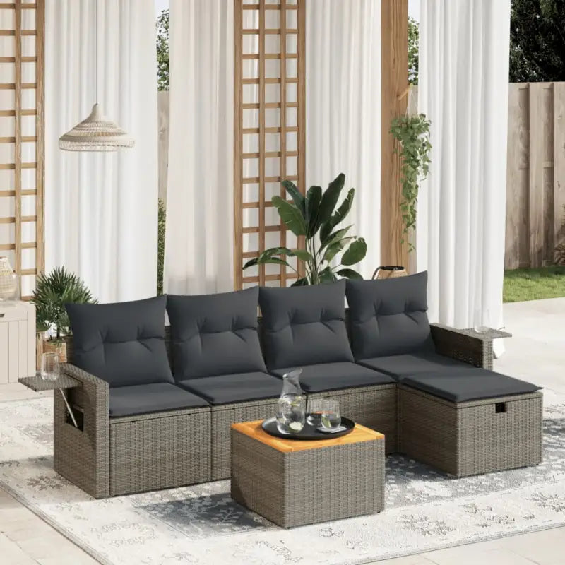 Loungebank set voor tuin met grijs materiaal en gepoedercoat staal - Grijs / zonder opbergruimte - Tuinsets