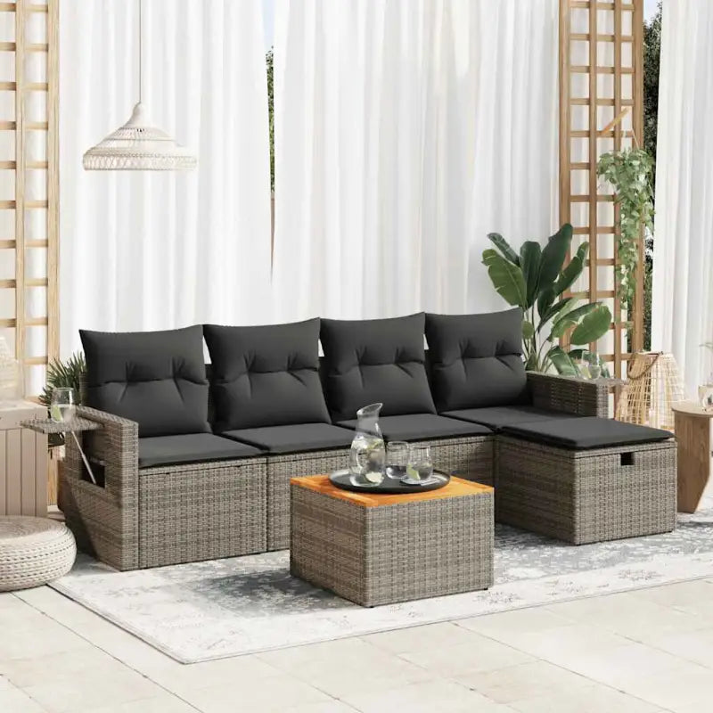 Loungebank set voor tuin met grijs materiaal en gepoedercoat staal - Grijs / met opbergruimte - Tuinsets