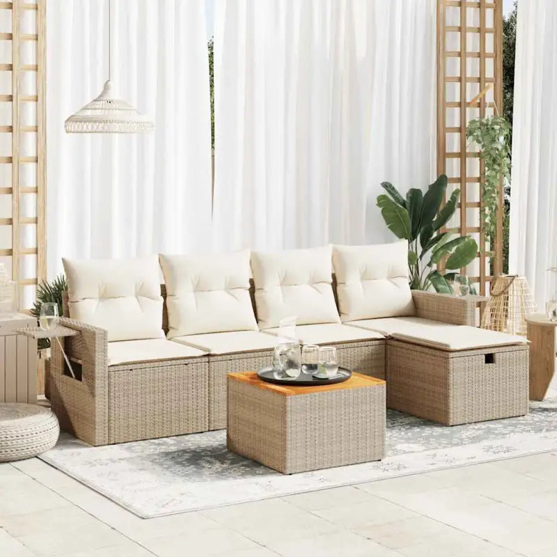 Loungebank set voor tuin met grijs materiaal en gepoedercoat staal - beige en crèmekleurig / met opbergruimte - Tuinsets