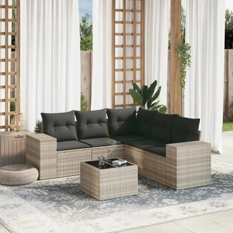 Loungebank tuinset met beige materiaal en gepoedercoat staal afmetingen - Lichtgrijs / Met tafel - Tuinsets