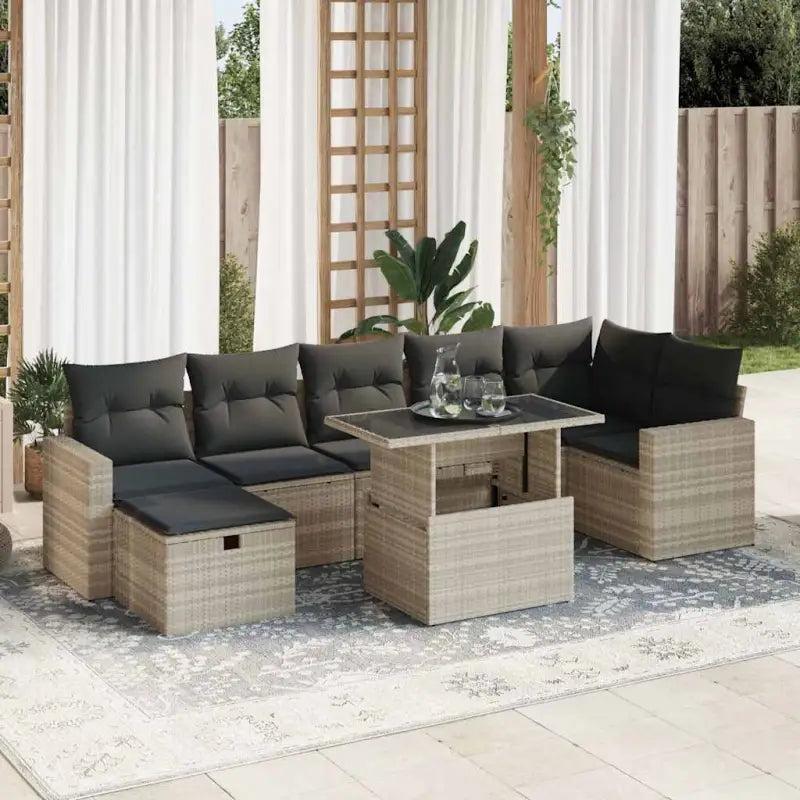 Loungebank tuinset van gepoedercoat staal met waterdichte tas - Lichtgrijs / met opbergruimte - Tuinsets