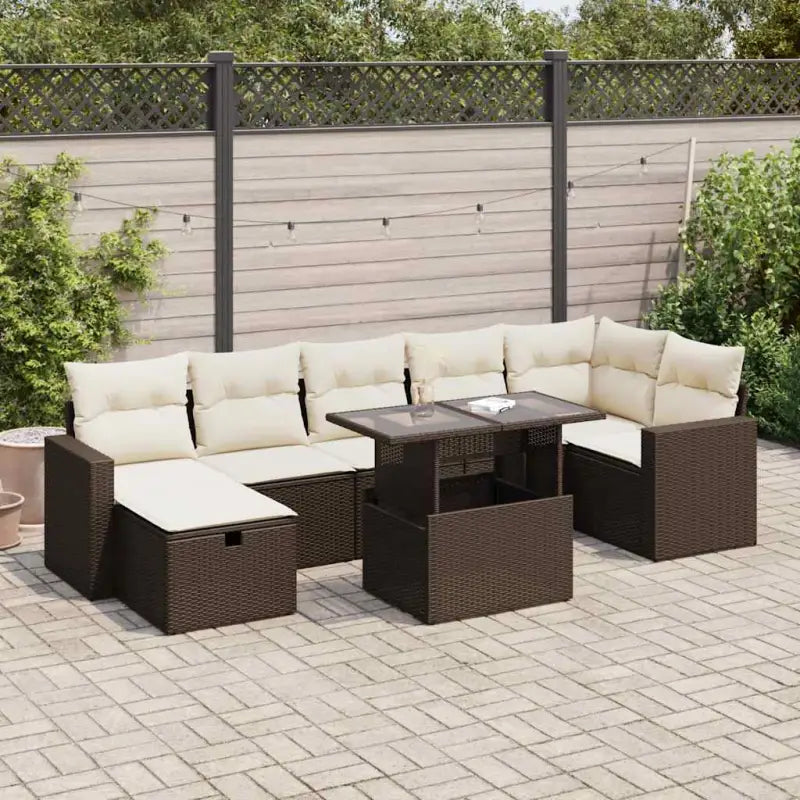 Loungebank tuinset van gepoedercoat staal met waterdichte tas - Bruin en crème / met opbergruimte - Tuinsets
