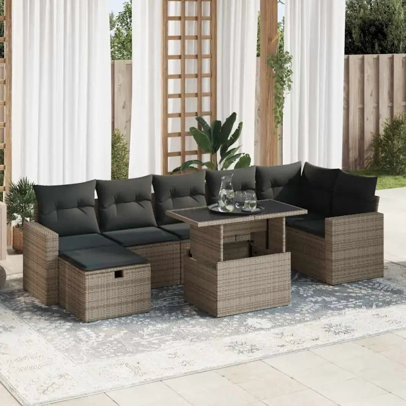 Loungebank tuinset van gepoedercoat staal met waterdichte tas - Grijs / met opbergruimte - Tuinsets