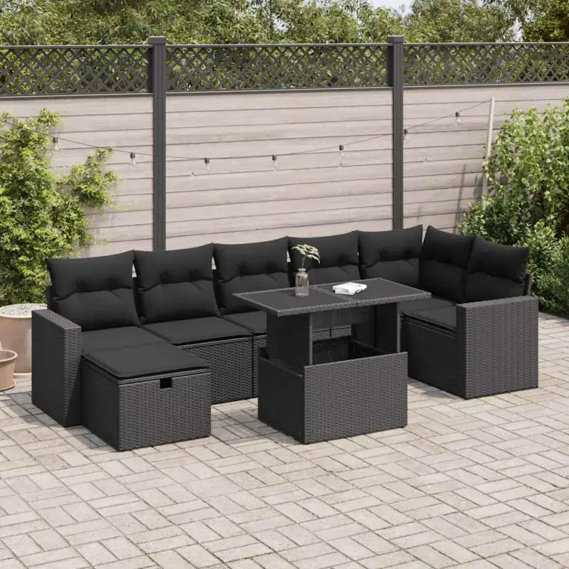 Loungebank tuinset van gepoedercoat staal met waterdichte tas - Zwart / met opbergruimte - Tuinsets
