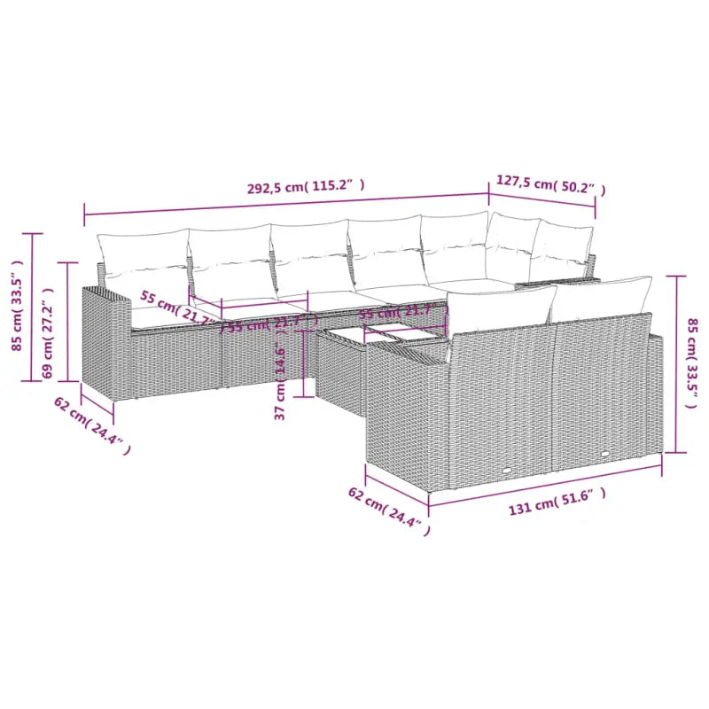 Loungebank van beige materiaal en gepoedercoat staal voor tuin of terras - Tuinsets