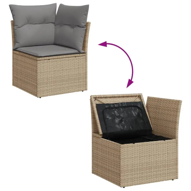 Loungebank van gemengd beige materiaal voor tuin of terras - Tuinsets