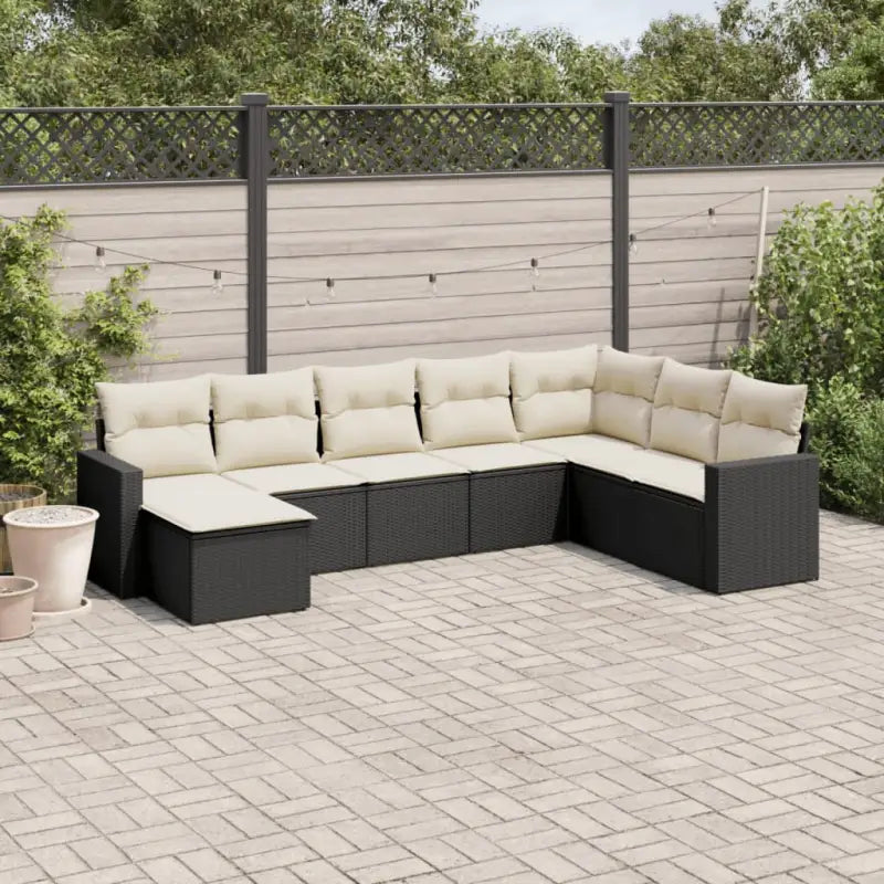 Loungebank van gepoedercoat staal in beige materiaal voor buiten - Zwart en crème / Zonder tafel - Tuinsets