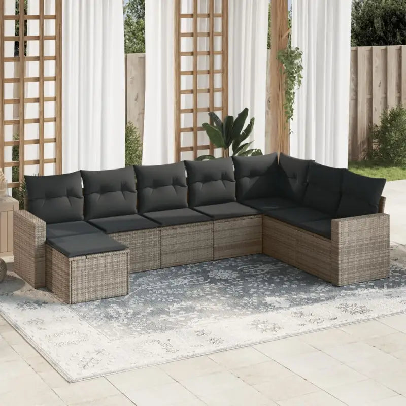Loungebank van gepoedercoat staal in beige materiaal voor buiten - Grijs / Zonder tafel - Tuinsets