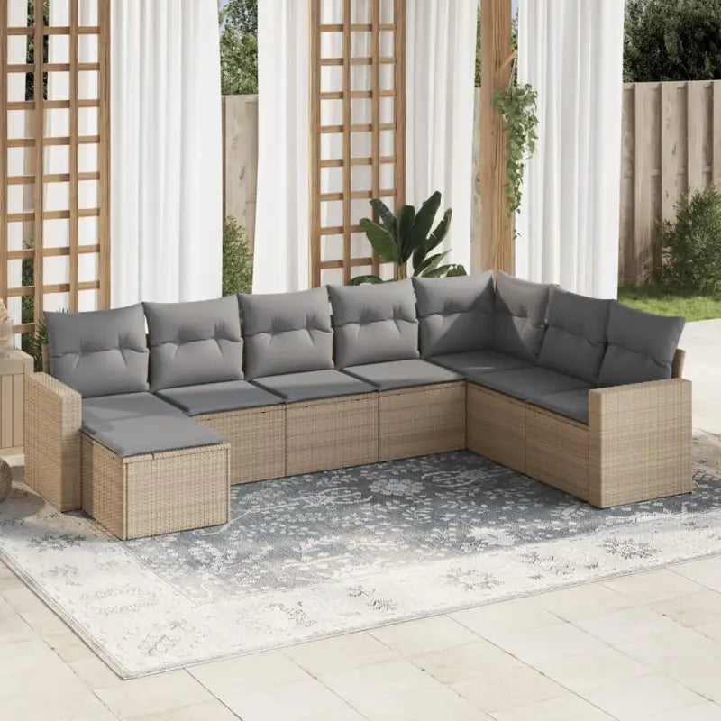 Loungebank van gepoedercoat staal in beige materiaal voor buiten - Beige en grijs / Zonder tafel - Tuinsets