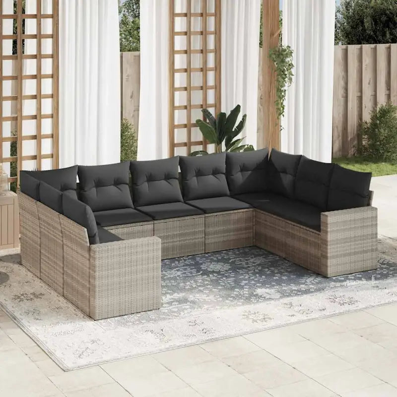 Loungebank van gepoedercoat staal met beige materiaal voor tuin of terras - Lichtgrijs / Zonder tafel - Tuinsets