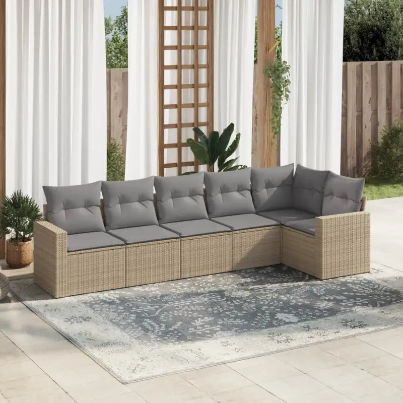 Loungebank van gepoedercoat staal met beige materiaal voor tuin en terras - Beige en grijs / Zonder tafel - Tuinsets