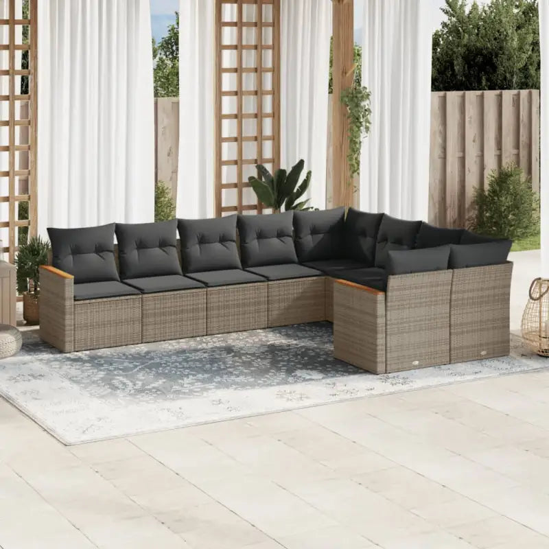 Loungebank van gepoedercoat staal met beige materiaal voor tuin en terras - Grijs / Zonder tafel - Tuinsets