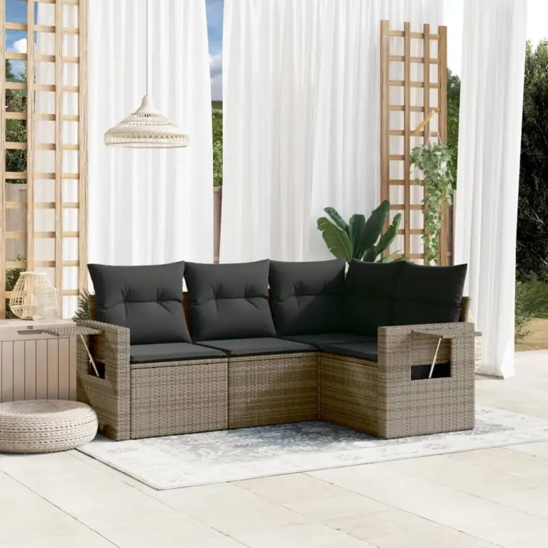 Loungebank van gepoedercoat staal voor buiten met grijs materiaal - Tuinsets