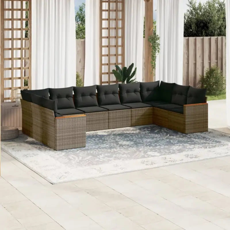Loungebank van gepoedercoat staal voor terras met zwart materiaal - Grijs / Zonder tafel - Tuinsets