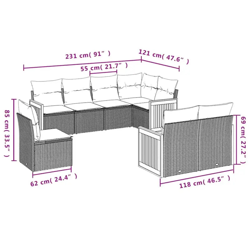Loungebank van gepoedercoat staal voor tuin of terras in zwart materiaal - Tuinsets