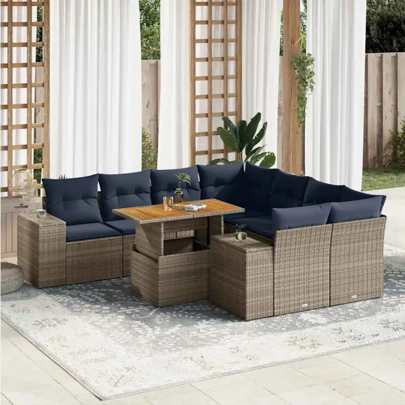 Loungebank van grijs materiaal met gepoedercoat staal afmetingen - Grijs / met opbergruimte - Tuinsets