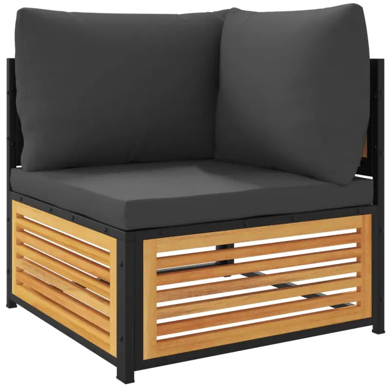 Loungebank van massief acaciahout en gepoedercoat staal voor comfort - Tuinsets