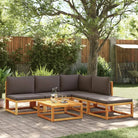 Loungebank van massief acaciahout met kleur per rattan en comfortabele rugkussens - Grijs / hoek + 3x midden